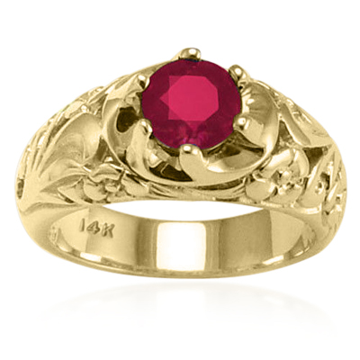 Men's 14k Yellow Gold Burma Ruby Ring R1821