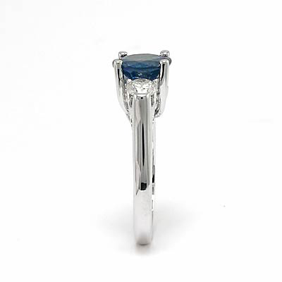 14k Gold Sapphire Diamond Three Stone Ring R1826