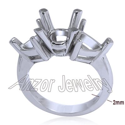 Platinum Three stone Ring Setting R1832 Platinum Three stone Ring Setting R1832