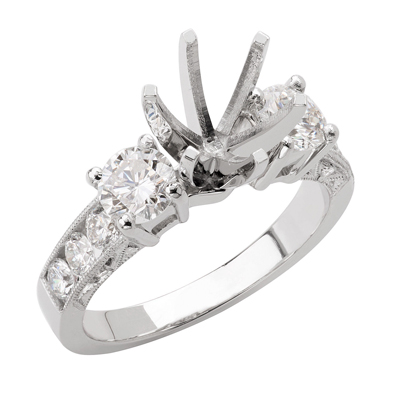 14k White Gold Diamond Ring Setting R1834 14k White Gold Diamond Ring Setting R1834