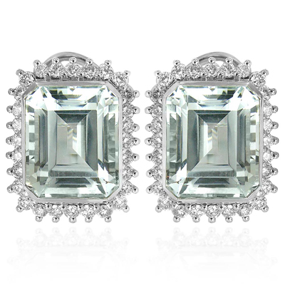 14k Russian Style Diamond and Aquamarine Earrings E1257