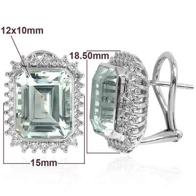 14k Russian Style Diamond and Aquamarine Earrings E1257