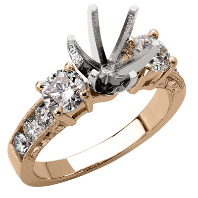18k Rose Gold Diamond Ring Setting R1835