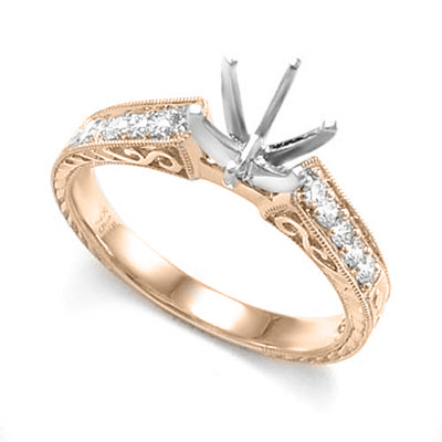 14k Rose and White Gold Diamond Setting Ring #R1837
