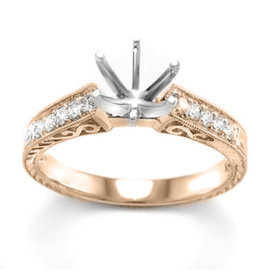 14k Rose and White Gold Diamond Setting Ring #R1837