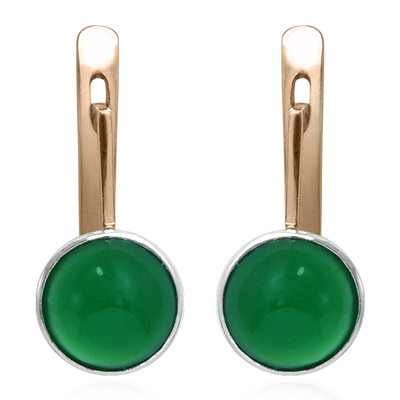 14k Gold Green Onyx Leverback Earrings #E1263