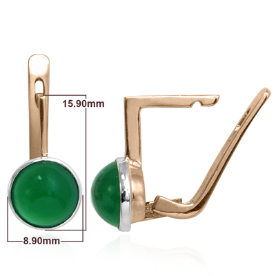 14k Gold Green Onyx Leverback Earrings #E1263