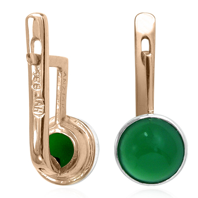 14k Gold Green Onyx Leverback Earrings #E1263