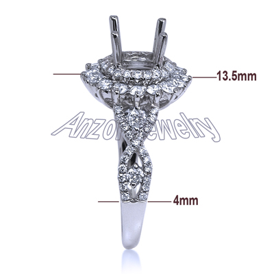 14k White Gold Diamond Ring Setting R1842