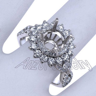 14k White Gold Diamond Ring Setting R1842