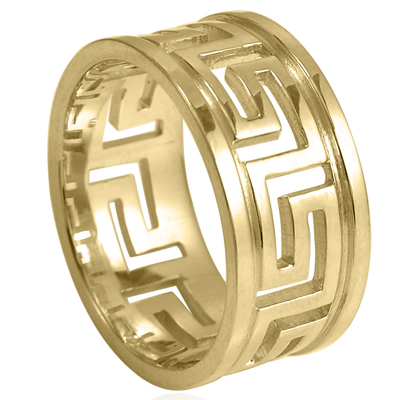 14k Gold Greek Key Ring R1838