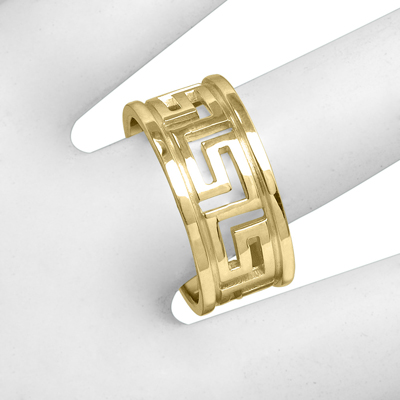 14k Gold Greek Key Ring R1838