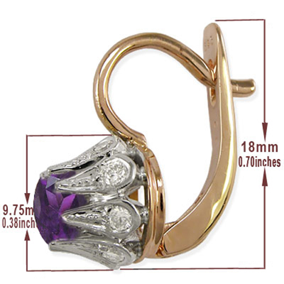 Russian style Diamond Amethyst tulpan Earrings #E1264