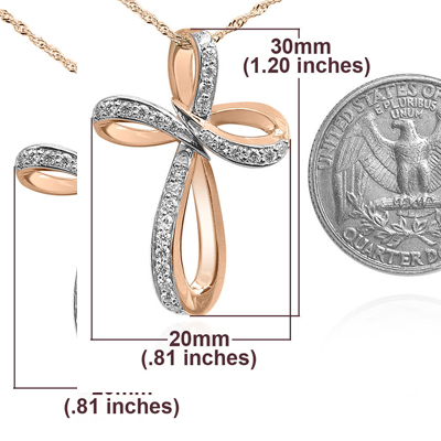 14k Rose Gold Cross Diamond Pendant with Chain P915 14k Rose Gold Cross Diamond Pendant with Chain P915