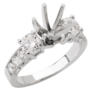 Genuine Diamond Ring Setting in Platinum 950. 5 to 9 #R1831