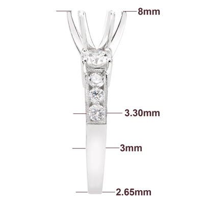 Genuine Diamond Ring Setting in Platinum 950. 5 to 9 #R1831