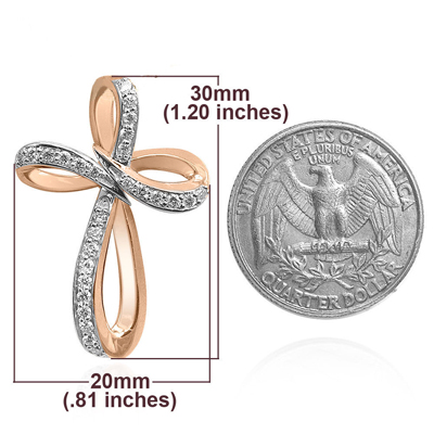 14k Rose Gold Cross Diamond Pendant P916