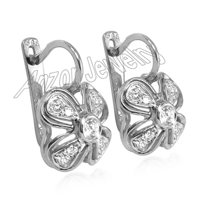 Russian Style Genuine Diamonds Earrings 14k Gold #E1273