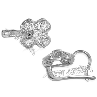 Russian Style Genuine Diamonds Earrings 14k Gold #E1273