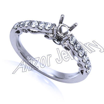 14k White Gold Diamond Ring Setting R1840
