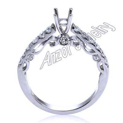 14k White Gold Diamond Ring Setting R1840