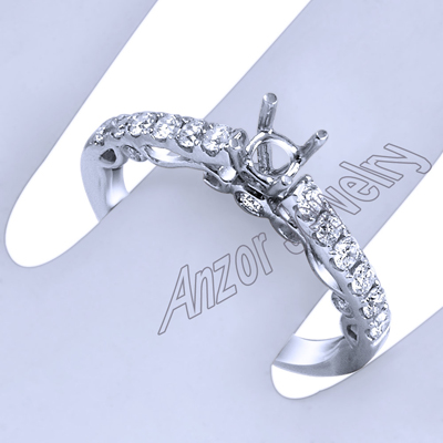 14k White Gold Diamond Ring Setting R1840