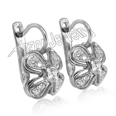 Russian Style Genuine Diamonds Earrings 14k Gold #E1267