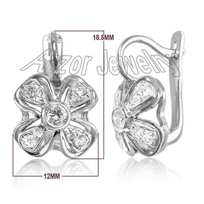 Russian Style Genuine Diamonds Earrings 14k Gold #E1267