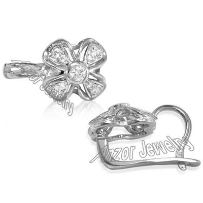 Russian Style Genuine Diamonds Earrings 14k Gold #E1267