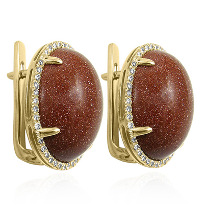 14k Gold Pave Setting Diamond Gold Stone Earrings E1284