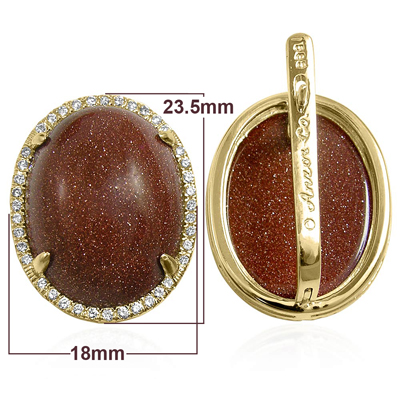 14k Gold Pave Setting Diamond Gold Stone Earrings E1284