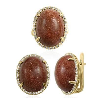 14k Gold Pave Setting Diamond Gold Stone Set S223