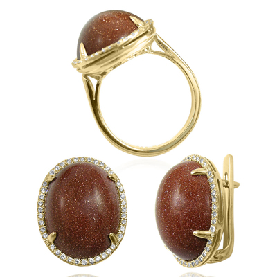 14k Gold Pave Setting Diamond Gold Stone Set S223