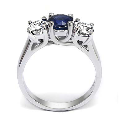 Sapphire Diamond Three Stone Ring 14k R1883