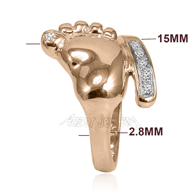 14k diamond Gold Ring Human Feet Ring R1923