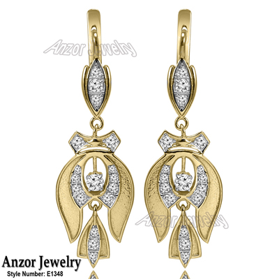 Russian Style Genuine Diamond Earrings in 14k E1348