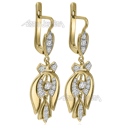 Russian Style Genuine Diamond Earrings in 14k E1348