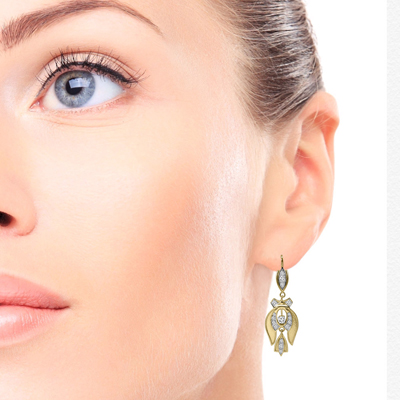 Russian Style Genuine Diamond Earrings in 14k E1348