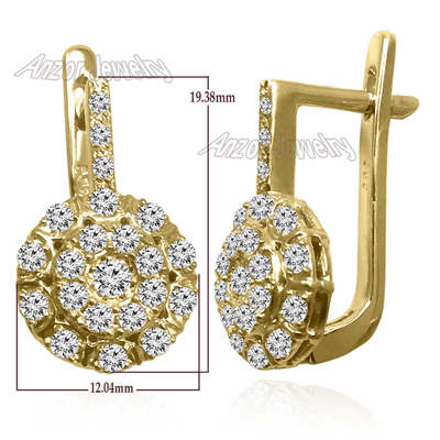 14k Yellow Gold Diamond Earrings Russian Jewelry E1353