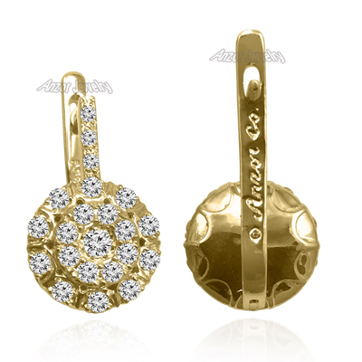14k Yellow Gold Diamond Earrings Russian Jewelry E1353