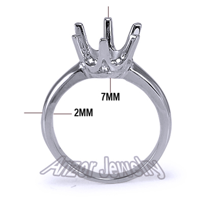 Six-Prong Knife Edge Ring Mounting in Platinum R1926