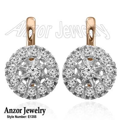 Russian Style Diamond Malinka Earrings 585 14K E1355