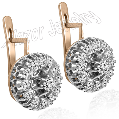 Russian Style Diamond Malinka Earrings 585 14K E1355