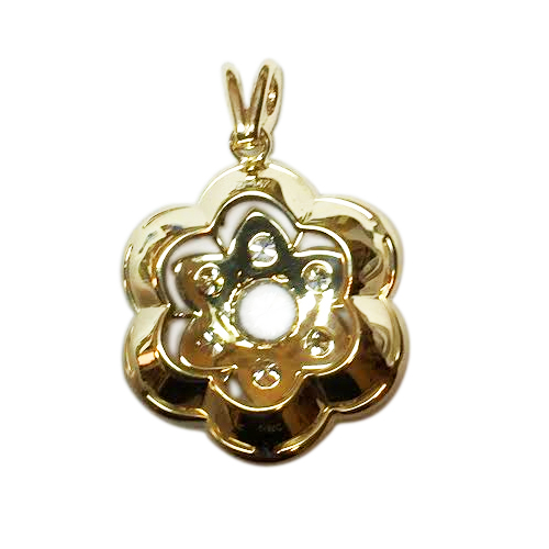 14K Yellow Gold Diamond Russian Style Pendant P935