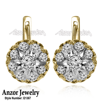 Russian Style Diamond Malinka Earrings 585 14K E1357