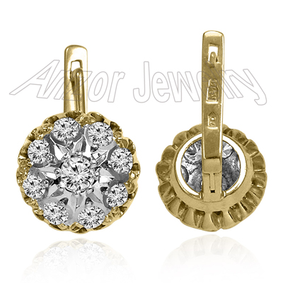Russian Style Diamond Malinka Earrings 585 14K E1357
