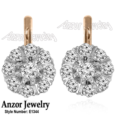 Russian Style Diamond Earrings Malinka 14k 585 E1344
