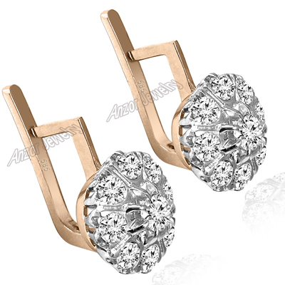 Russian Style Diamond Earrings Malinka 14k 585 E1344
