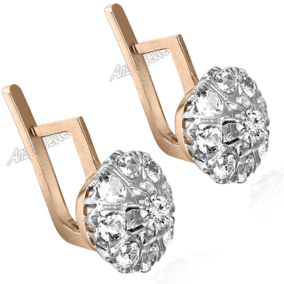 Russian Style Topaz Earrings Malinka 14k 585 E1345 Russian Style Topaz Earrings Malinka 14k 585 E1345