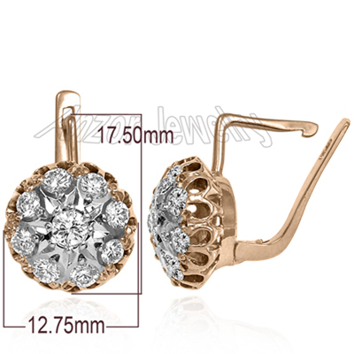 Russian Style Diamond earrings 14k Gold 2.10 ct #E1358